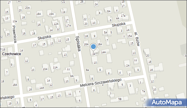 Warszawa, Spisaka Michała, 14, mapa Warszawy