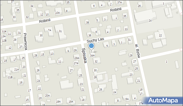 Warszawa, Spisaka Michała, 34B, mapa Warszawy