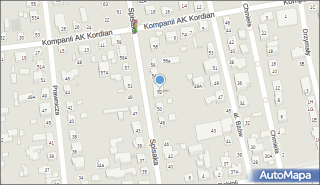 Warszawa, Spisaka Michała, 52, mapa Warszawy