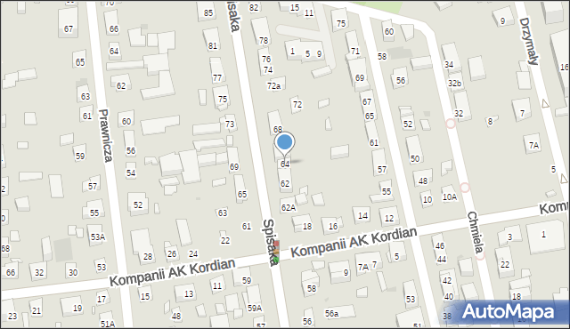 Warszawa, Spisaka Michała, 64, mapa Warszawy