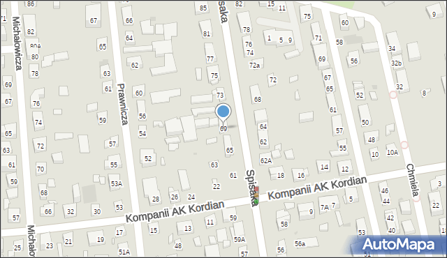 Warszawa, Spisaka Michała, 69, mapa Warszawy