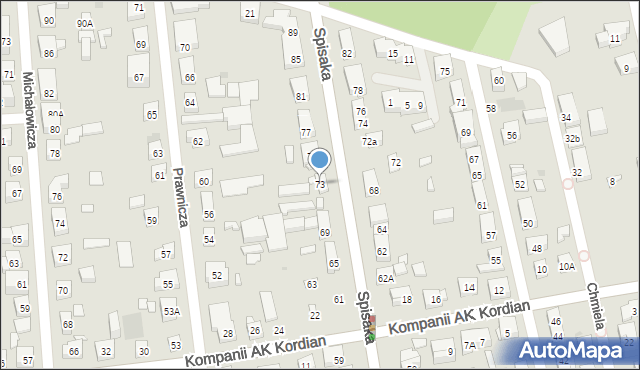 Warszawa, Spisaka Michała, 73, mapa Warszawy