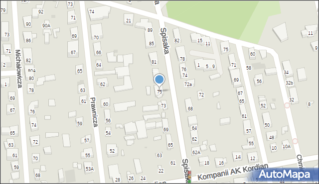 Warszawa, Spisaka Michała, 75, mapa Warszawy