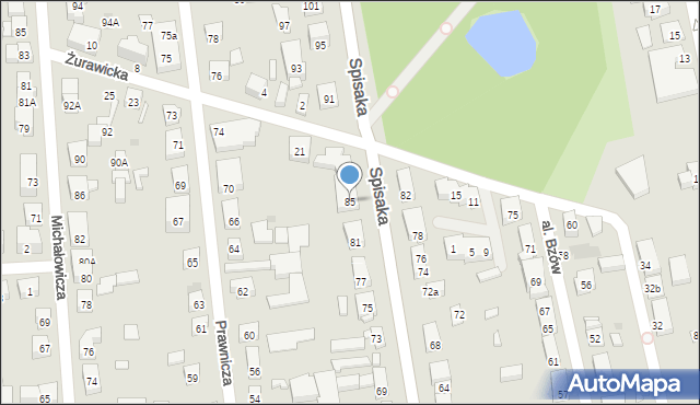 Warszawa, Spisaka Michała, 85, mapa Warszawy