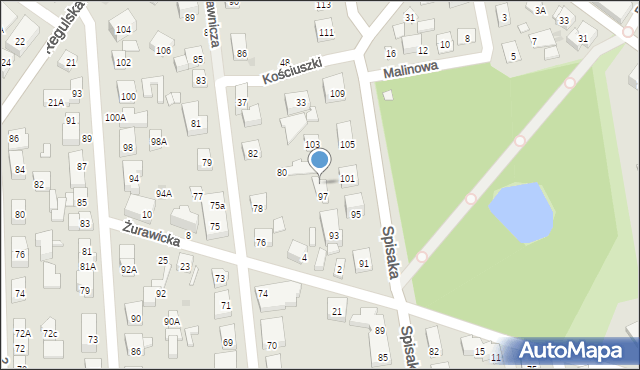 Warszawa, Spisaka Michała, 97A, mapa Warszawy