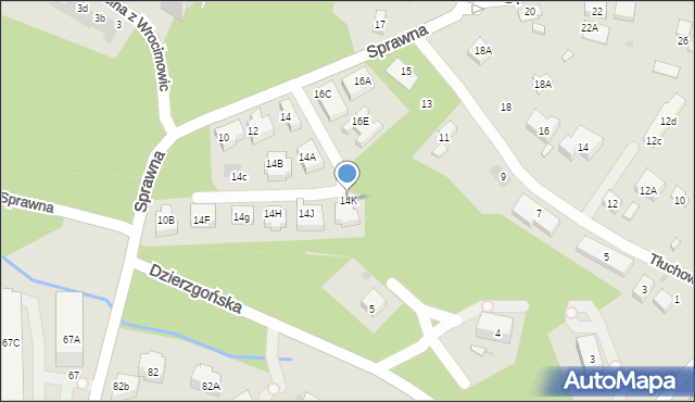 Warszawa, Sprawna, 14K, mapa Warszawy