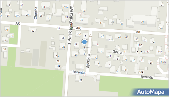 Warszawa, Spokojna, 6, mapa Warszawy