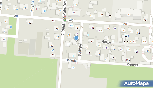 Warszawa, Spokojna, 8, mapa Warszawy