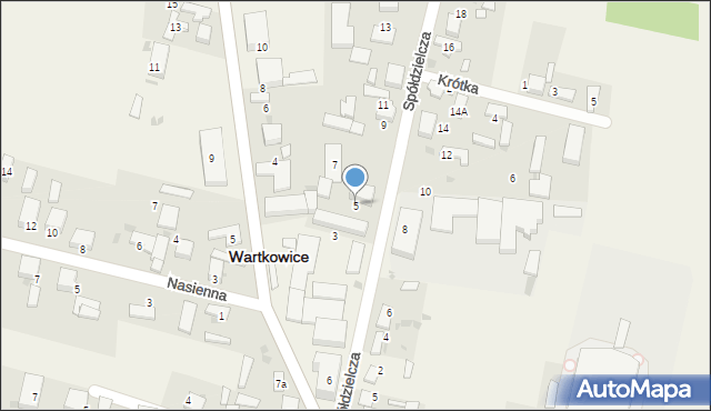 Wartkowice, Spółdzielcza, 5, mapa Wartkowice