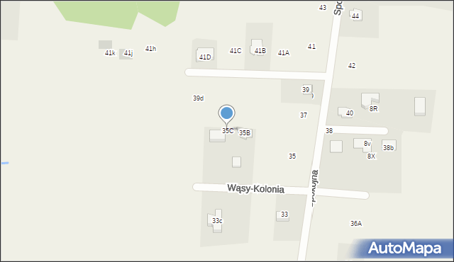 Wąsy-Kolonia, Spokojna, 35C, mapa Wąsy-Kolonia