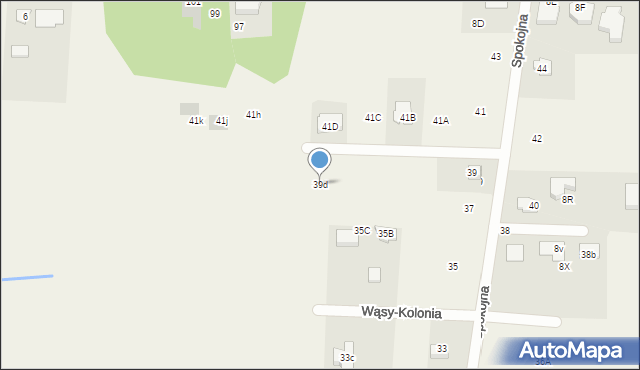 Wąsy-Kolonia, Spokojna, 39d, mapa Wąsy-Kolonia