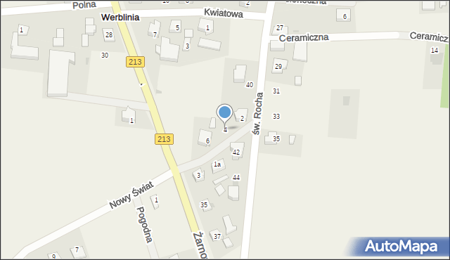 Werblinia, Spokojna, 4, mapa Werblinia