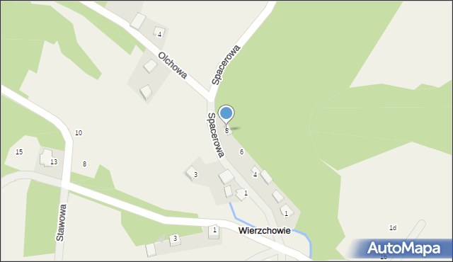 Wierzchowie, Spacerowa, 8, mapa Wierzchowie