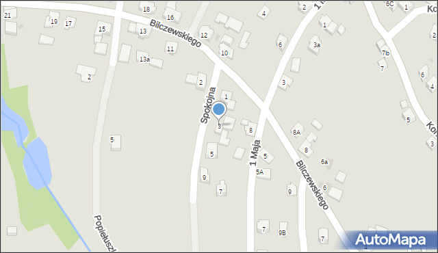 Wilamowice, Spokojna, 3, mapa Wilamowice