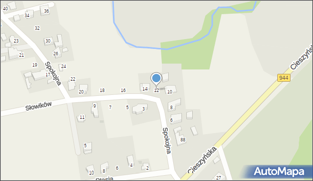 Wilamowice, Spokojna, 12, mapa Wilamowice