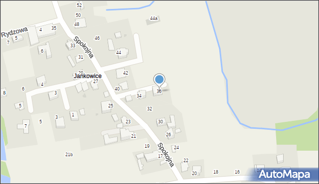 Wilamowice, Spokojna, 36, mapa Wilamowice