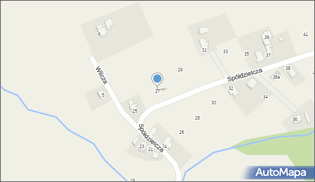 Wilamowice, Spółdzielcza, 27, mapa Wilamowice
