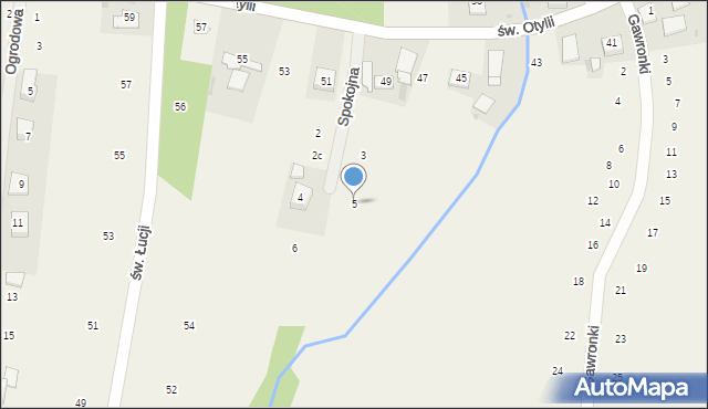 Wilków, Spokojna, 5, mapa Wilków