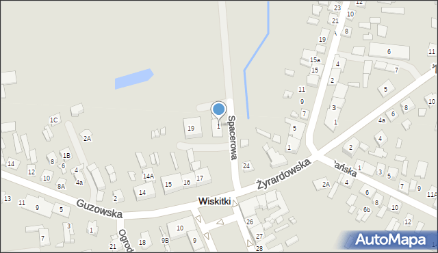 Wiskitki, Spacerowa, 1, mapa Wiskitki