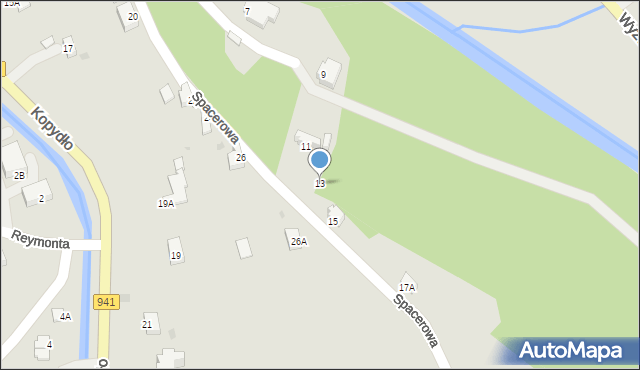 Wisła, Spacerowa, 13, mapa Wisła