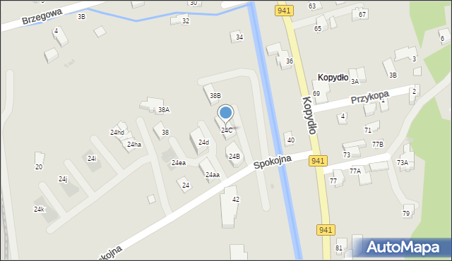 Wisła, Spokojna, 24C, mapa Wisła