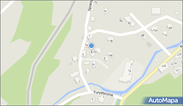 Wisła, Spokojna, 5, mapa Wisła