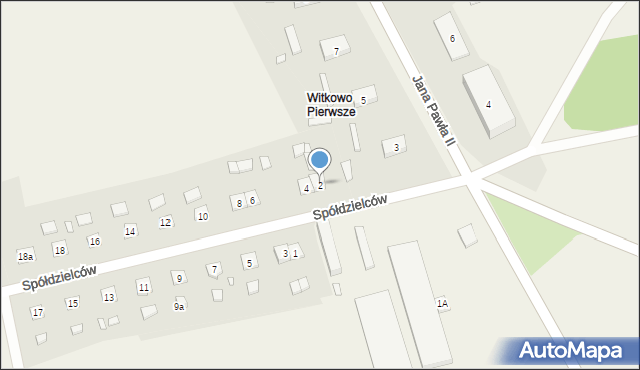 Witkowo Pierwsze, Spółdzielców, 2, mapa Witkowo Pierwsze