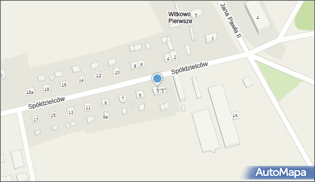 Witkowo Pierwsze, Spółdzielców, 3, mapa Witkowo Pierwsze