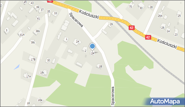 Wojtyniów, Spacerowa, 1A, mapa Wojtyniów