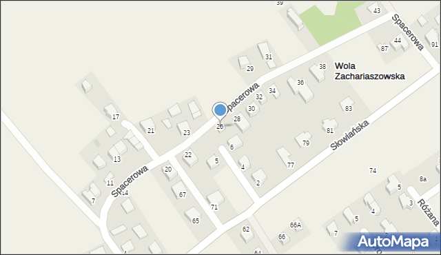 Wola Zachariaszowska, Spacerowa, 26, mapa Wola Zachariaszowska