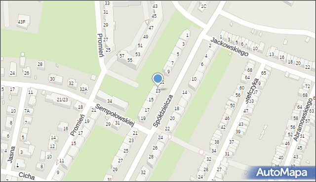 Wrocław, Spółdzielcza, 13, mapa Wrocławia