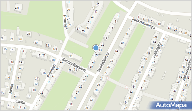 Wrocław, Spółdzielcza, 15, mapa Wrocławia