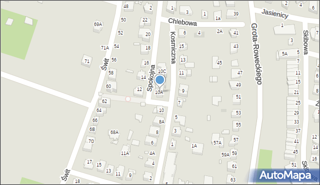 Wrocław, Spokojna, 10A, mapa Wrocławia