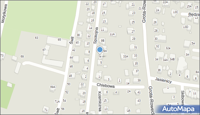 Wrocław, Spokojna, 7, mapa Wrocławia