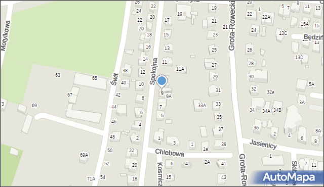 Wrocław, Spokojna, 9, mapa Wrocławia