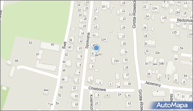 Wrocław, Spokojna, 9A, mapa Wrocławia