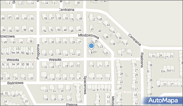 Wyszków, Spacerowa, 6, mapa Wyszków