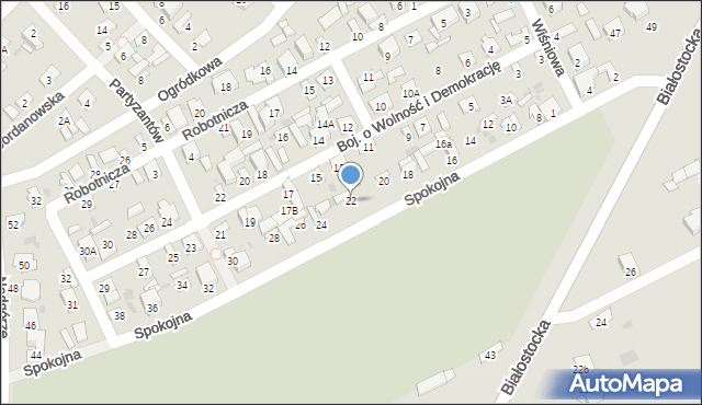 Wyszków, Spokojna, 22, mapa Wyszków