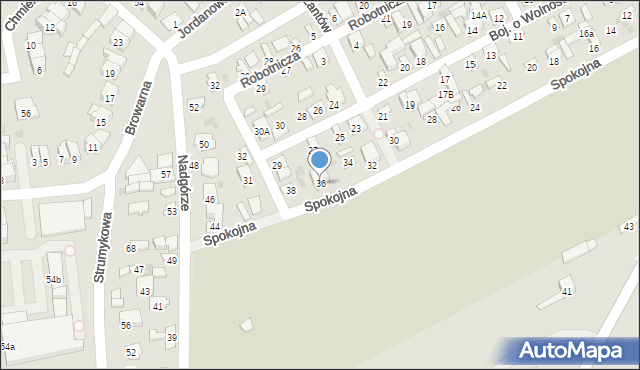 Wyszków, Spokojna, 36, mapa Wyszków