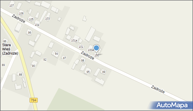 Zadroże, Spokojna, 25, mapa Zadroże