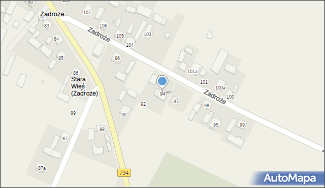 Zadroże, Spokojna, 8, mapa Zadroże