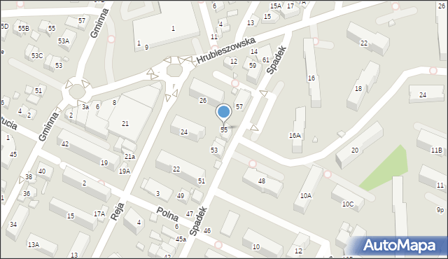 Zamość, Spadek, 55, mapa Zamościa