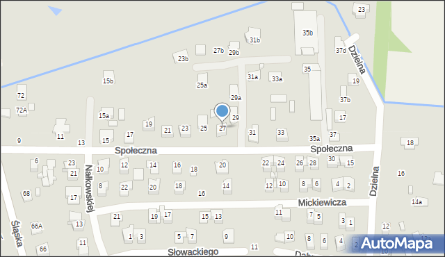 Zamość, Społeczna, 27, mapa Zamościa