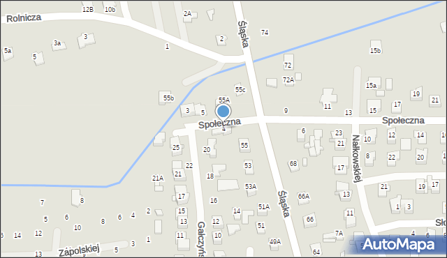 Zamość, Społeczna, 4, mapa Zamościa