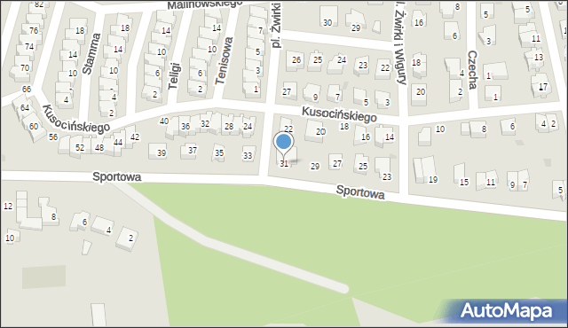 Żary, Sportowa, 31, mapa Żary