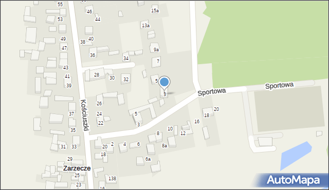 Zarzecze, Spacerowa, 3, mapa Zarzecze
