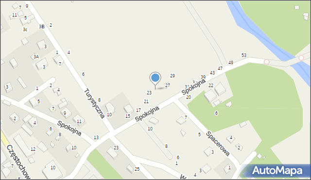 Zawady, Spokojna, 25, mapa Zawady