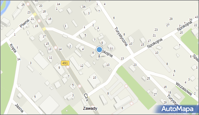 Zawady, Spokojna, 8A, mapa Zawady