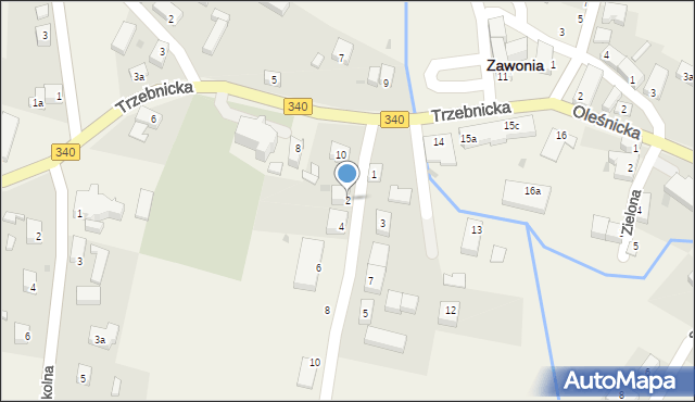 Zawonia, Spacerowa, 2, mapa Zawonia