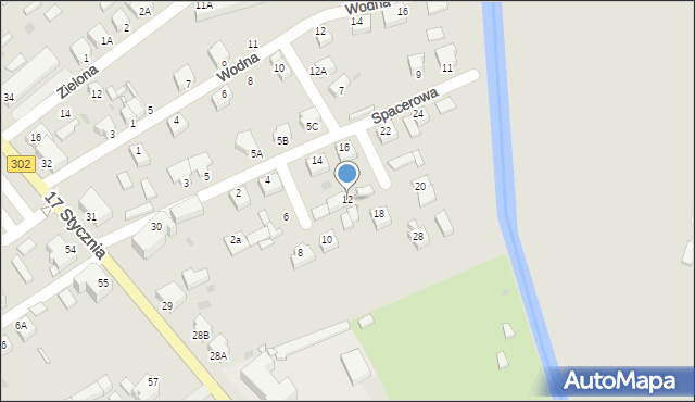 Zbąszyń, Spacerowa, 12, mapa Zbąszyń